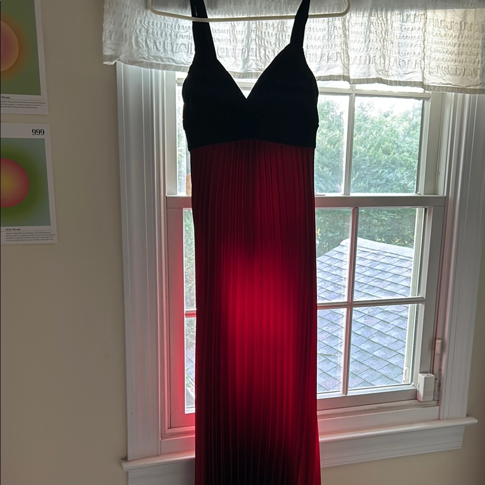 Red and Black Strap Maxi Gown